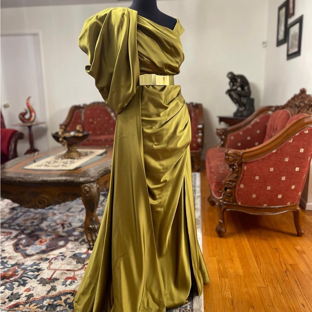 Glamorous One Shoulder Gold Dress